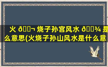 火 🐬 烧子孙宫风水 🌾 是什么意思(火烧子孙山风水是什么意思)